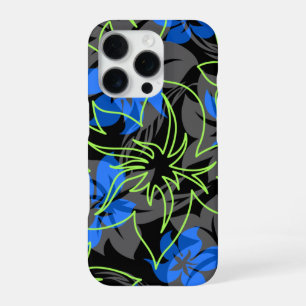 Coque iPhone 16 Pro Wailea Hibiscus Floral Hawaïen Camo Royal