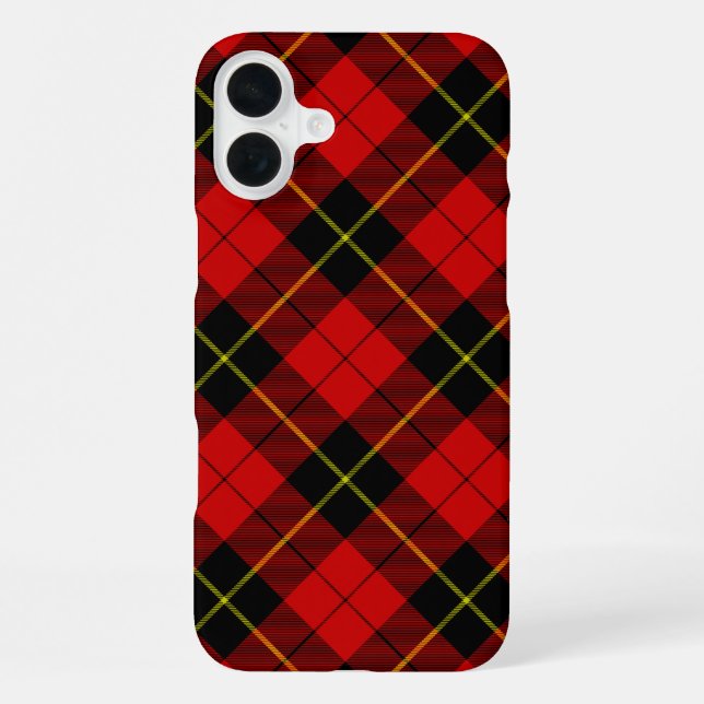 Coque iPhone Wallace tartan rouge noir plaid (Verso)