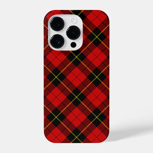 Coque iPhone Wallace tartan rouge noir plaid (Verso)
