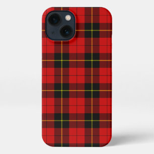 Etui iPhone 13 Wallace tartan rouge noir plaid