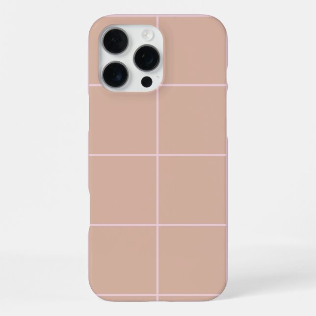 Coque iPhone Warm Beige Grid Pattern Minimal Soft Check Design (Verso)