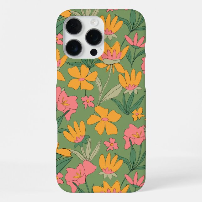 Coque iPhone Warm Retro Floral Seamless Pattern (Verso)