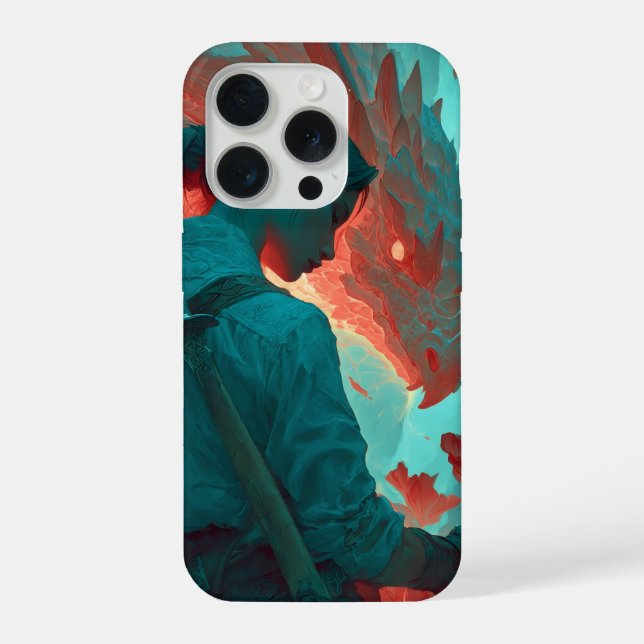 Coque iPhone Warrior and Dragon Fantasy Art Foto (Verso)