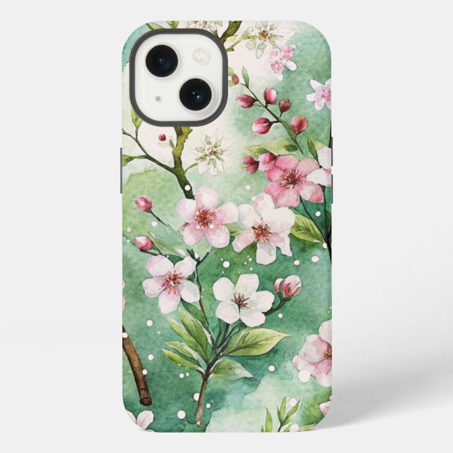 Coque iPhone Watercolor Cherry Blossoms (Verso)