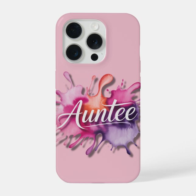 Coque iPhone Watercolor Splash with Auntee typography  (Verso)