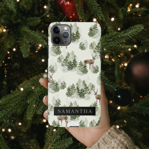 Coque iPhone 11Pro Max Watercolor Winter Forest Motif sans joint