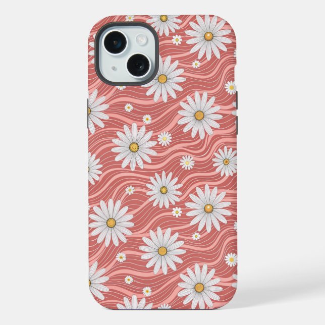Coque iPhone Wavy Pink Daisies (Verso)