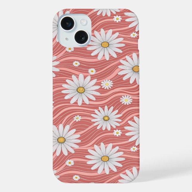 Coque iPhone Wavy Pink Daisies (Verso)