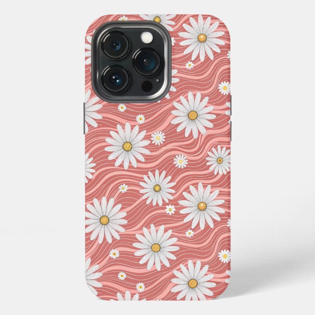 Coque iPhone Wavy Pink Daisies (Dos)