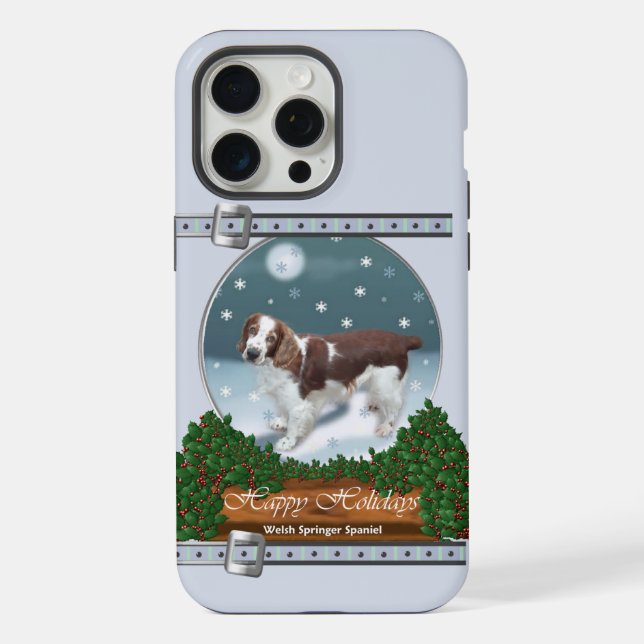 Coque iPhone Welsh Springer Espagne Bleu Noël (Verso)