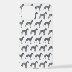 Coque iPhone 12 Whippet Italien Greyhound Chig Silhouett Grille Bl