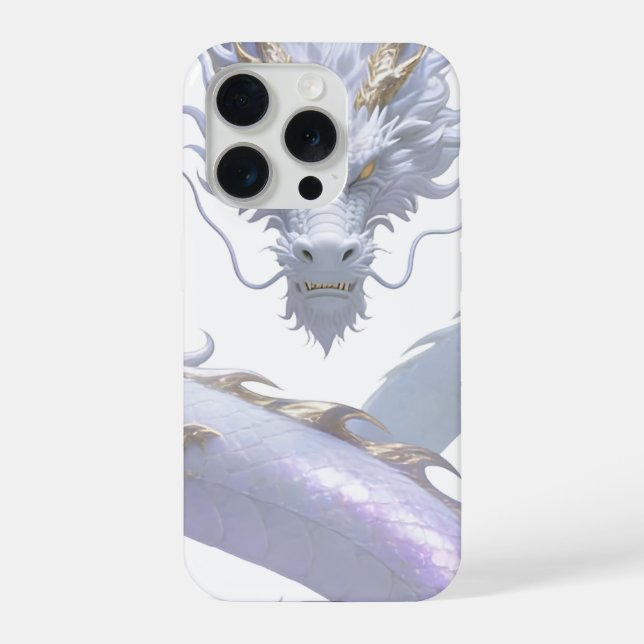 Coque iPhone White Dragon Art | Mythical Fantasy Aesthetic | Or (Verso)