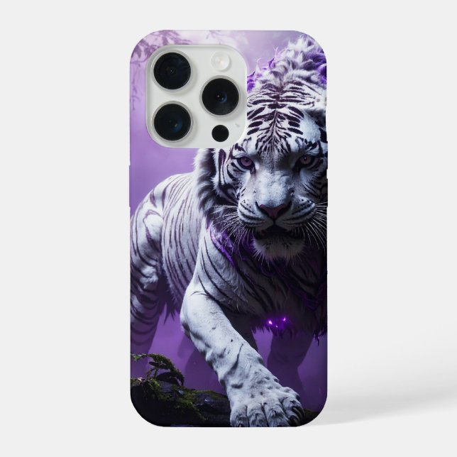 Coque iPhone White Tiger in Purple Storm – Majestic Phone Case (Verso)