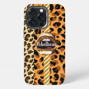 Etui iPhone 13 Pro Wild Custom Chic Gold lèvres Cadeau Beauté Girly