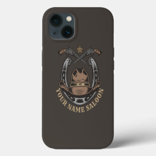 Etui iPhone 13 Wild West Revolver Horseshoe Western Cowboy Saloon