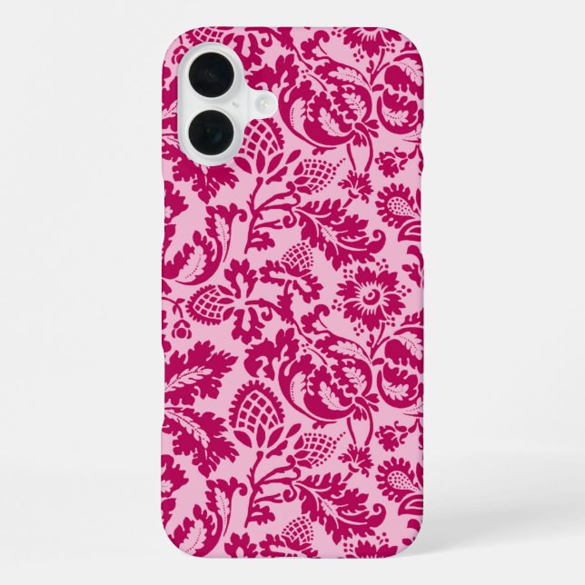 Coque iPhone William Morris Floral Damask, Fuchsia et Pink (Verso)