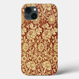 Etui iPhone 13 William Morris Œillets Rouge et Blanc