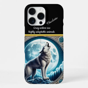 Coque iPhone 16 Pro Max Wolf Howling à la Pleine lune à la nuit