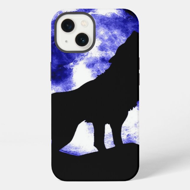 Coque iPhone Wolf Howling à Moon (Verso)