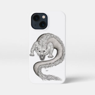 Etui iPhone 13 Mini Wolfdragon design noir et blanc