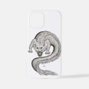 Coque iPhone 12 Mini Wolfdragon design noir et blanc
