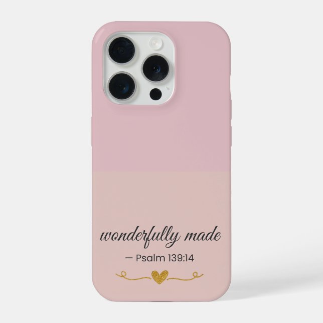 Coque iPhone Wonderfully Made Psalm 139:14 Pink Minimalist  (Verso)