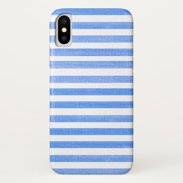 Coque iPhone X Bleu et Blancs (Dos)