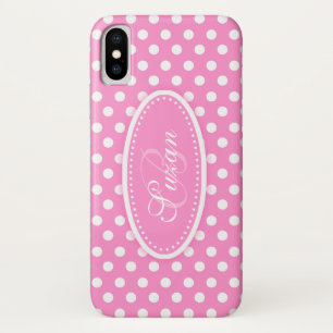 Coque iPhone X Point Polka nommé coque iphone rose pâle