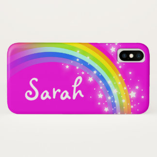 Coque iPhone X Rainbow rose nom filles coque iphone