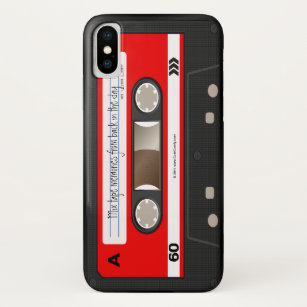 Coque iPhone X Rétro caisse personnalisée rouge d'enregistreur à