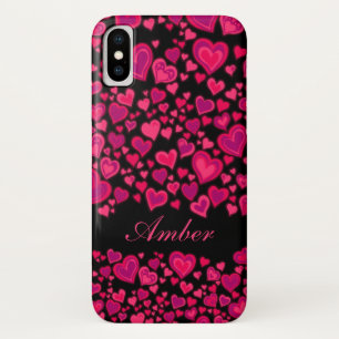 Coque iPhone X Roses indien de motif de coeurs et coque iphone