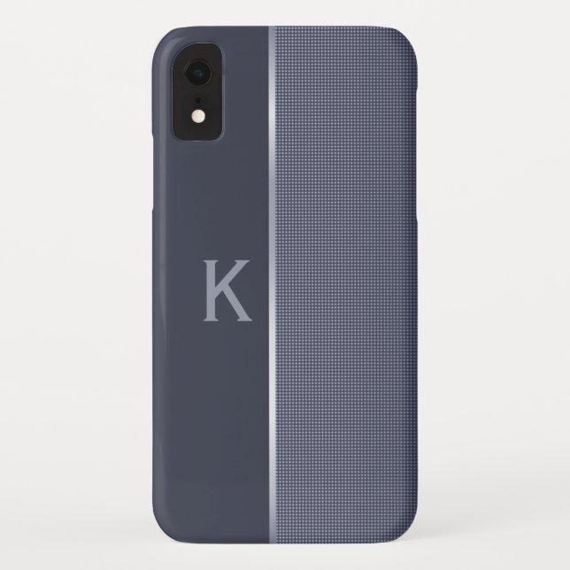 Coque iPhone XS Monogrammed bleu ardoise (Dos)