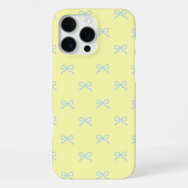 Coque iPhone Yellow Blue Bow Pattern Coquette Girly Spring (Verso)