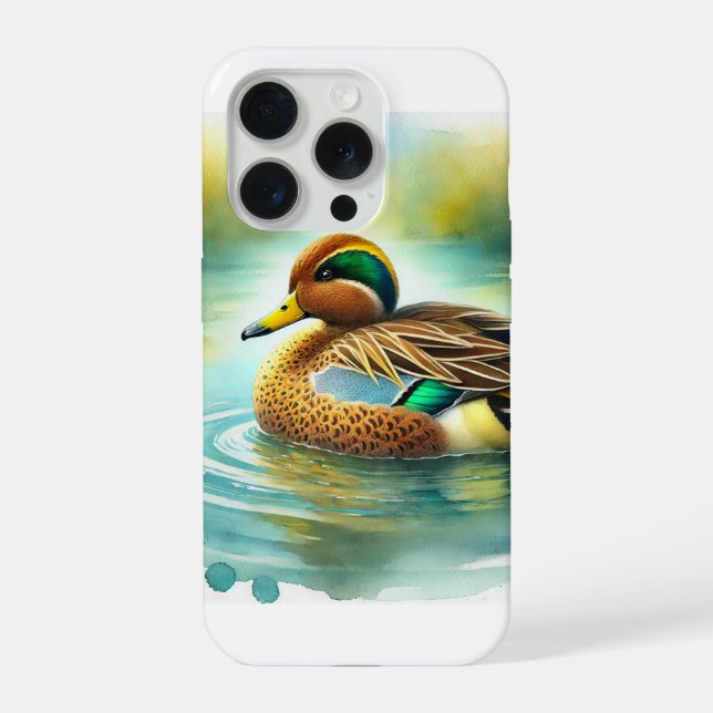 Coque iPhone Yellowbilled Teal 200924AREF138 - Watercolor (Verso)