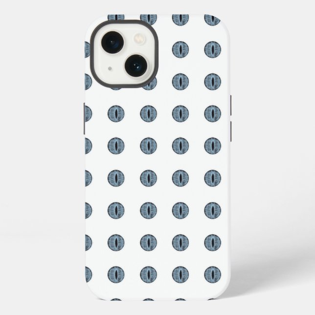 Coque iPhone Yeux à points bleu d'Halloween (Verso)