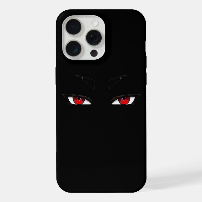Coque iPhone Yeux anime rouges vifs sur étui pour iphon 15 pro  (Verso)