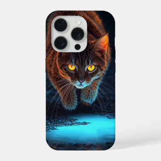Coque iPhone 15 Pro Yeux Brûlants Chat Esthétique Illustration Faune
