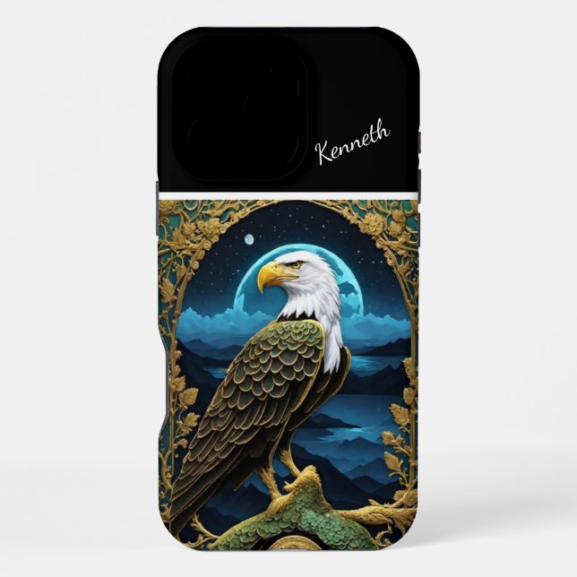 Coque iPhone Yeux D'Aigle Fixés Sur L'Océan En Bas (Verso)
