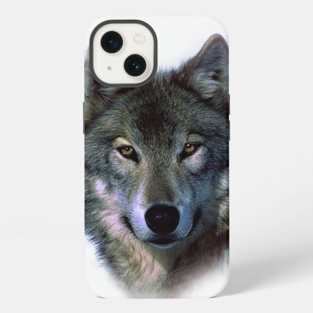 Coque iPhone Yeux de loup gris (Verso)