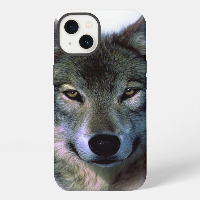 Coque iPhone Yeux de loup gris (Verso)