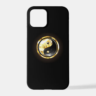 Coque iPhone 12 Pro Yin Yang or sur noir