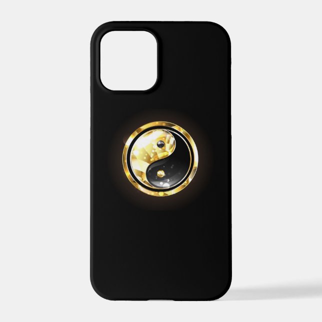 Coque iPhone Yin Yang or sur noir (Verso)