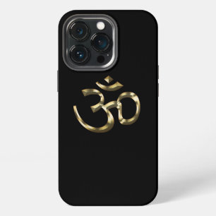 Etui iPhone 13 Pro Yoga, icône Om Aum, symbole de l'hindouisme, noir 