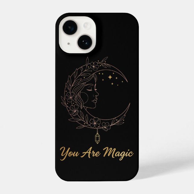 Coque iPhone You Are Magic - Celestial Moon Goddess Black (Verso)