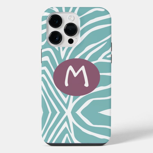 Coque iPhone Zebra Stripe N'importe quelle couleur Monogramme i (Verso)