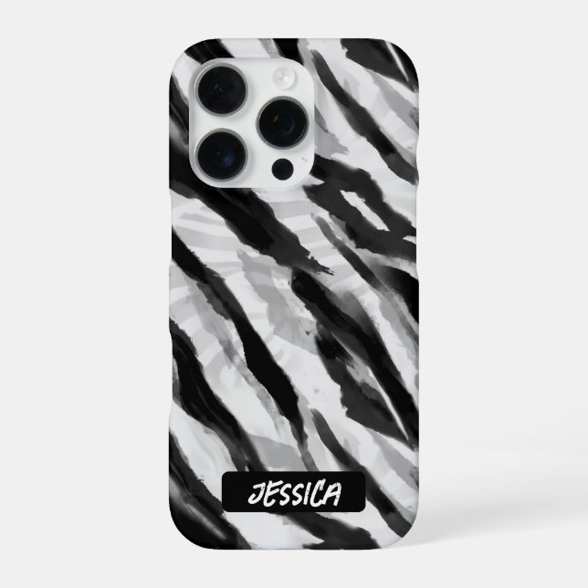 Coque iPhone Zèbre à la mode Noir Blanc (Verso)
