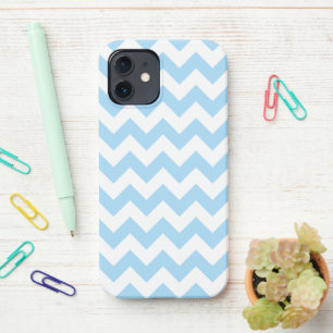 Coque iPhone 12 Zigzag bleu, Chevron bleu, Motif géométrique