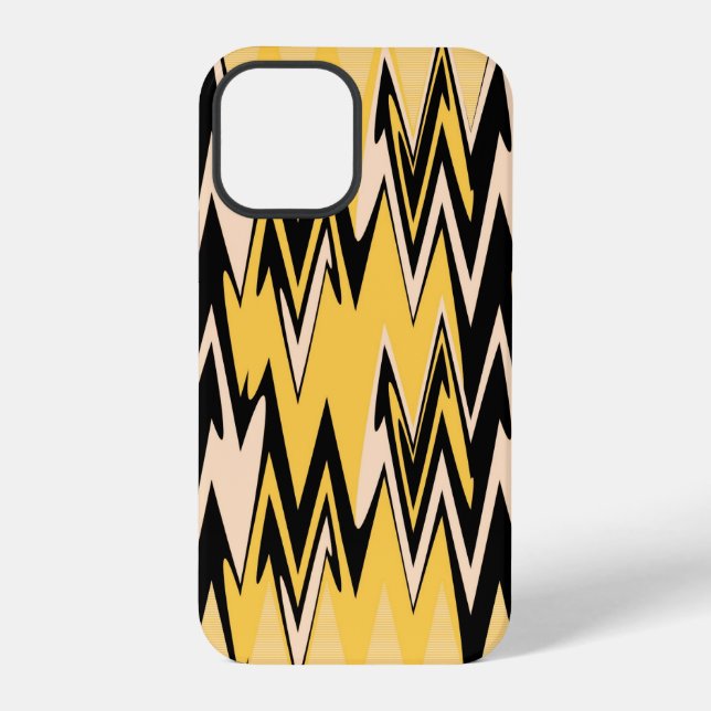 Coque iPhone Zigzag jaune et noir Abstrait Chevron (Verso)