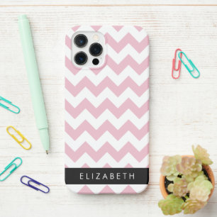 Coque iPhone 12 Pro Zigzag Rose, Chevron Rose, Motif Vague, Votre Nom