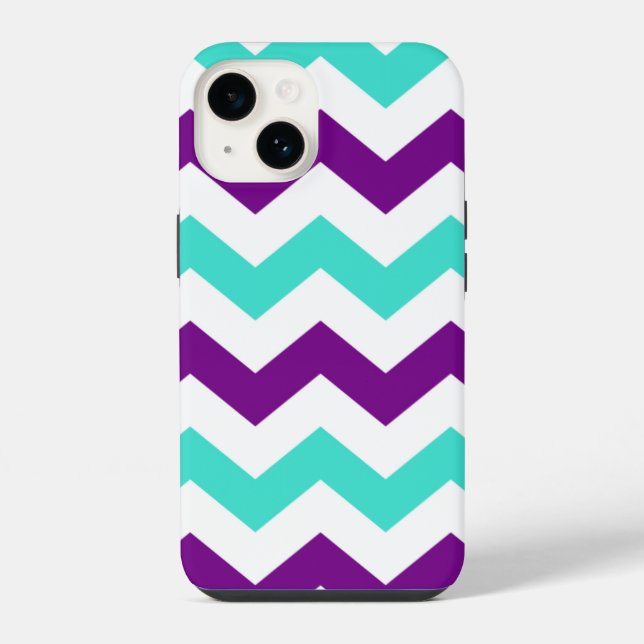 Coque iPhone Zigzag turquoise et violette (Verso)